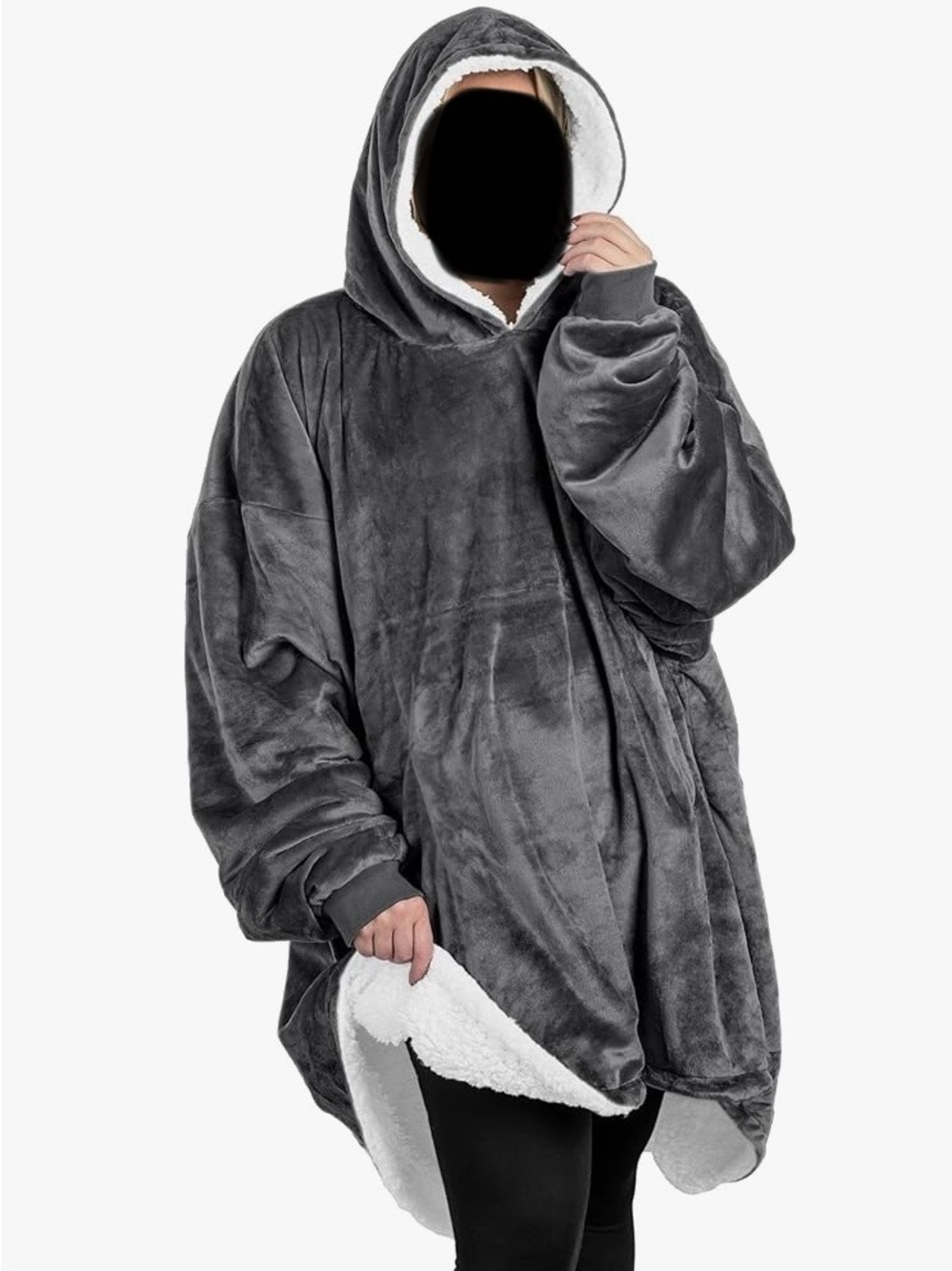 Cozy Oversized Hooded Wearable Blanket - Charcoal Gray